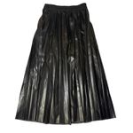 Sincerely Jules Black Faux Leather Pleated Accordion Skirt Midi Size Small Photo 2