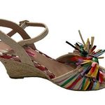 Betsey Johnson  Lizzie Colorful Rope Raffia Espadrille Wedge Sandal 6 New FLAW Photo 0