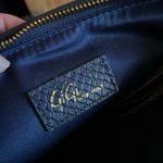 GiGi New York Stella Fold Over Leather‎ Python Snake Embossed Clutch Blue Photo 5