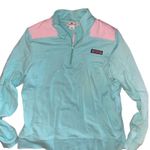 Vineyard Vines  Womens Shep Shirt Jacket Top‎ 1/4 Zip Mock Neck medium Pink Aqua Photo 1