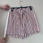 SheIn Pink and White Striped High Rise Shorts with Tie Photo 4