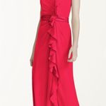 David's Bridal long strapless dress with front ruffle cascade size 4 Photo 1