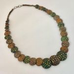 Green orange and brown disc necklace Photo 4