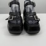 Free People Brooklyn US 7.5 Shoes Black Leather Ankle Strap Platform Sandals Photo 4