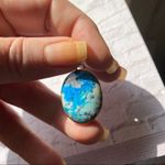 Marine Blue Dendritic Opal Sterling Pendant Blue Photo 5