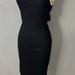 Mango Knitted dress with contrasting details, Black, 8 Photo 0