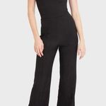 Black Halo Brew One‑Shoulder Jumpsuit Black Tailored Flare Size 8 NWT Photo 0
