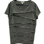Dress Barn Tiered Short Sleeve Boat Neck Striped Green and White Top Womens 2X Photo 7