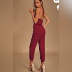 Lulus Size M Learning to Fly Burgundy Halter Jumpsuit Photo 1