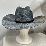 Distressed marble gold glazed Cowboy Hat w/Brown Leather Star concho Band unisex Blue Size M Photo 7