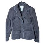 Live a Little  Y2K Black Denim Jacket Blazer Raw Hem Frayed‎ Goth Punk Size M Photo 1