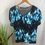 Derek Lam  Blue & Black Print Short Sleeve Tee T Shirt Top M Photo 1