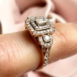 Zales 1 CT. T.W. Emerald-Cut Diamond Past Present Future Frame Engagement Ring in 14K Photo 5