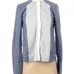 BCBGMAXAZRIA  | Blue & White Stripe Button Down Long Sleeve Blouse High Low XXS Photo 0