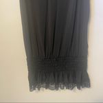 XOXO  Top Blouse Black High Neck Lace Sleeves Elastic Waist Cottage Core Sz Med Photo 3