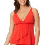 Beyond Control Habanero Red Swim Tankini Top Adjustable Straps Flowy Design 14 Photo 0