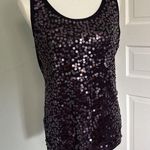 Eileen Fisher Merino Wool Purple Sequin Tank Top Shell Scoop Neck Size Small Photo 0