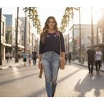 Live Love Dream  Seriously Soft Knit Top Women's Med Navy Floral Embroidered Boho Photo 9