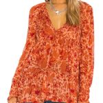 Free People Orange Red Dark Romantic Tunic Top Photo 0