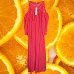New‎ Afbi Red Open Shoulder Long Dress Size Medium Photo 3