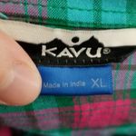 KAVU  PINK GREEN PLAID CHECK HI LOW POPOVER TUNIC LONG LINE BLOUSE XL Photo 12