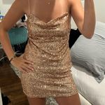 Topshop  Gold Sequin Mini Dress Photo 0