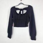 Band of Gypsies Band of the Free Black Crop Top NWT Size Small Ribbed Knit Long Sleeve Top Photo 4