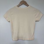 J. Galt Cropped Pale Yellow T-Shirt with Cute Teddy Bear Graphic Size XS Photo 3