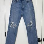 AGOLDE  90s Pinch Waist Jeans High Rise Straight Leg Distressed Rule Blue Size 28 Photo 2