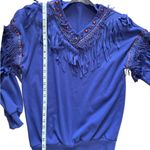 Vintage 80s Purple Fringe Western Southwestern Shoulder Pads Sweater Medium Photo 8