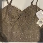 BE ORIGINAL SPARKLE CROP TOP SIZE M BOW NWT ADJ STRAP HOLIDAY PARTY Light Gold Size M Photo 1