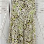 Charter Club Linen Paisley Floral Tropical Midi Skirt Green Brown 10 Flare Photo 0