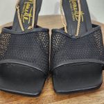 Nanette Lepore Winsky Black Mesh Sandals Gold Chain 7 Black Open-Toe Mesh Shoes Photo 2