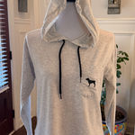 PINK - Victoria's Secret  NWOT Checkered Dog  L/S Gray Hoodie w/ Front Pocket Photo 0