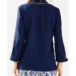 Lilly Pulitzer | 100% Linen Navy Blue Tassel Amelia Island Tunic Top Sz. Medium Photo 3