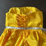 Short Yellow Strapless Homecoming Prom Dress Corset Back Bow Puffy Skirt Size M Yellow Size M Photo 10