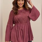 Torrid  Lace Peplum Mariom Blouse with bell sleeves. Photo 0