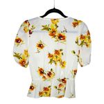 Socialite Blouse Size XS Women's Floral Short Sleeve V Neck Button Peplum Waist Photo 3