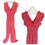 Max Studio  Womens V-neck Smocked Waist Jumpsuit Photo 1