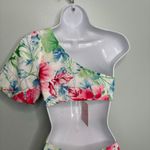 Hello Molly Where Wildflowers Bloom Red Green Floral One Shoulder Maxi Dress XS Photo 3