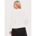 Torrid Sweater Womens 1XL White Fuzzy Eyelash Crop Pullover Drop Shoulder Soft Photo 5