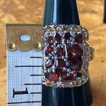Natural Red Garnet Sterling Silver Cocktail Ring Size 9 Photo 5