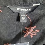 EXPRESS Palm Tree Print Linen Shirt NWT XS Black Vacation Resort Button Up Top Photo 8