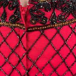 Papell Boutique Vintage 80s  Evening Red Silk Beaded Top Women's Size Large Photo 8