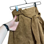 Abercrombie & Fitch Tan Brown Faux Suede Belt Tie Mini Skirt Size Medium Photo 3