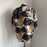 Silk Medallion Button Down Shirt Womens Sz XL Navy Red Royal Black Photo 5