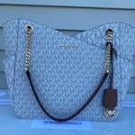 Michael Kors MK Jet Set Travel Large X Chain Shoulder Tote -Vanilla Photo 0