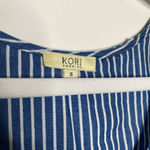 Kori America Striped Scoop Neck Sleeveless Tie Waist Romper Blue Size Small Photo 2