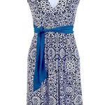 Merona Black and white faux wrap dress with teal belt size XS Photo 0