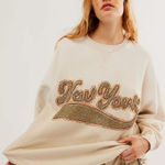 Free People  Bali Drifter New York Sweatshirt Oversized Stone Combo Size M Photo 0